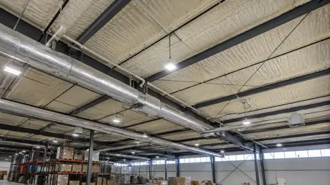 Insulated ceiling of a commercial shop building