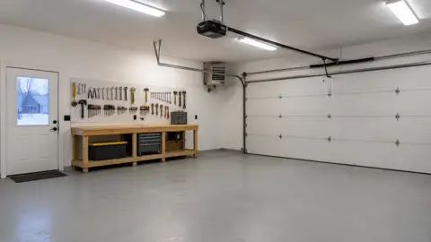 Freshly insulated garage ceiling and walls